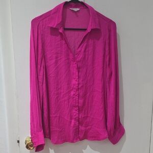 Naked Zebra Hot Pink Button-Down Blouse